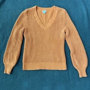 J. Crew Women's Chunky Knit V-Neck Sweater in Mustard Yellow